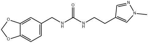 Urea, N-(1,3-benzodioxol-5-ylmethyl)-N'-[2-(1-methyl-1H-pyrazol-4-yl)ethyl]- Structural