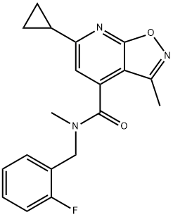 Isoxazolo[5,4-b]pyridine-4-carboxamide, 6-cyclopropyl-N-[(2-fluorophenyl)methyl]-N,3-dimethyl- Structural