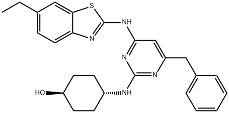 trans-4-[[4-[(6-Ethyl-2-benzothiazolyl)amino]-6-(phenylmethyl)-2-pyrimidinyl]amino]cyclohexanol Structural