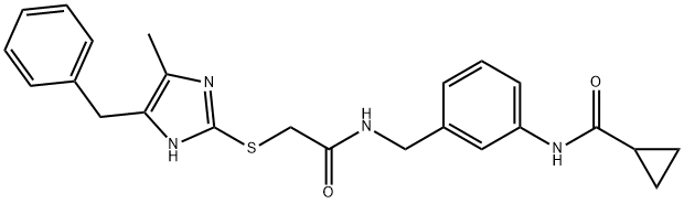 Cyclopropanecarboxamide, N-[3-[[[2-[[4-methyl-5-(phenylmethyl)-1H-imidazol-2-yl]thio]acetyl]amino]methyl]phenyl]- Structural