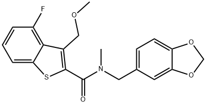 Benzo[b]thiophene-2-carboxamide, N-(1,3-benzodioxol-5-ylmethyl)-4-fluoro-3-(methoxymethyl)-N-methyl- Structural