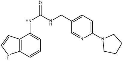 Urea, N-1H-indol-4-yl-N'-[[6-(1-pyrrolidinyl)-3-pyridinyl]methyl]- Structural