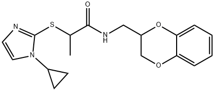 Propanamide, 2-[(1-cyclopropyl-1H-imidazol-2-yl)thio]-N-[(2,3-dihydro-1,4-benzodioxin-2-yl)methyl]- Structural