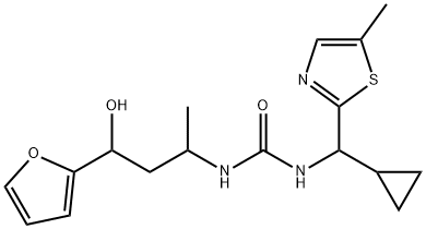 Urea, N-[cyclopropyl(5-methyl-2-thiazolyl)methyl]-N'-[3-(2-furanyl)-3-hydroxy-1-methylpropyl]- Structural