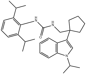 Urea, N-[2,6-bis(1-methylethyl)phenyl]-N'-[[1-[1-(1-methylethyl)-1H-indol-3-yl]cyclopentyl]methyl]- Structural