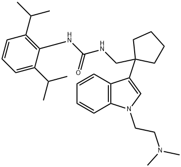 Urea, N-[2,6-bis(1-methylethyl)phenyl]-N'-[[1-[1-[2-(dimethylamino)ethyl]-1H-indol-3-yl]cyclopentyl]methyl]- Structural