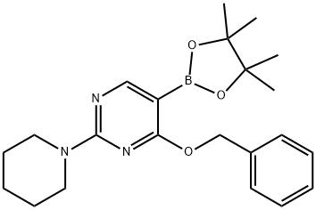 4-Benzyloxy-2-piperidine-1-yl-pyrimidine-5-boronic acid pinacol ester Structural