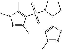 Isoxazole, 3-methyl-5-[1-[(1,3,5-trimethyl-1H-pyrazol-4-yl)sulfonyl]-2-pyrrolidinyl]- Structural