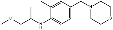 Benzenamine, N-(2-methoxy-1-methylethyl)-2-methyl-4-(4-thiomorpholinylmethyl)- Structural