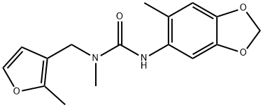 Urea, N-methyl-N'-(6-methyl-1,3-benzodioxol-5-yl)-N-[(2-methyl-3-furanyl)methyl]- Structural