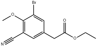 Ethyl 3-bromo-5-cyano-4-methoxyphenylacetate Structural