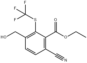 Benzoic acid, 6-cyano-3-(hydroxymethyl)-2-[(trifluoromethyl)thio]-, ethyl ester Structural
