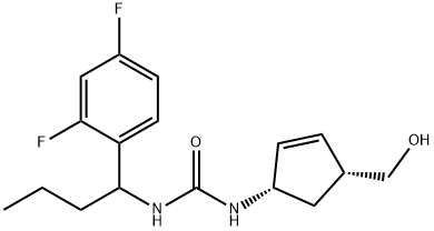 Urea, N-[1-(2,4-difluorophenyl)butyl]-N'-[(1S,4R)-4-(hydroxymethyl)-2-cyclopenten-1-yl]- Structural