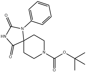 tert-Butyl 2,4-dioxo-1-phenyl-1,3,8-triazaspiro[4.5]decane-8-carboxylate Structural