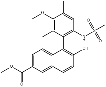 Methyl 6-hydroxy-5-(3-methoxy-2,4-dimethyl-6-(methylsulfonamido)-phenyl)-2-naphthoate Structural