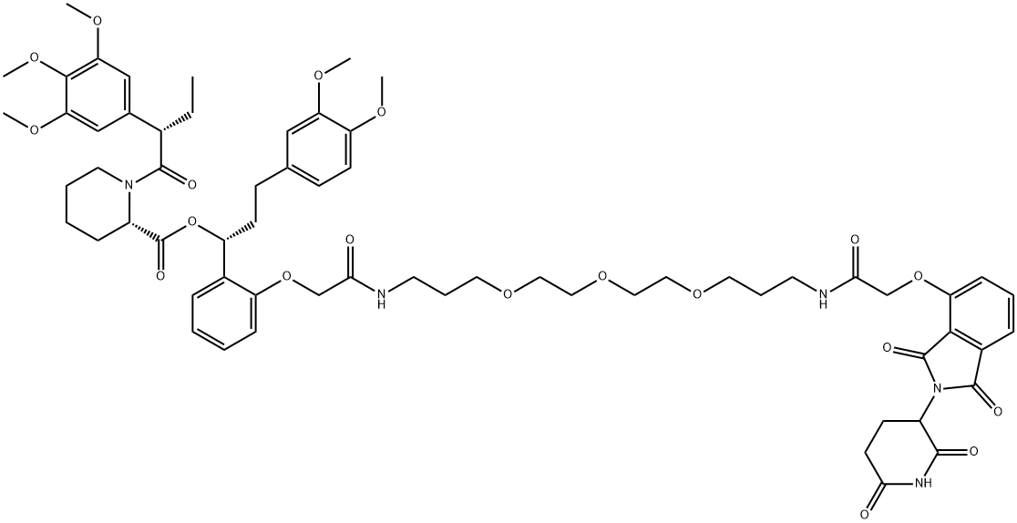 (1R)-3-(3,4-dimethoxyphenyl)-1-[2-({[3-(2-{2-[3-(2-{[2-(2,6-dioxopiperidin-3-yl)-1,3-dioxo-2,3-dihydro-1H-isoindol-4-yl]oxy}acetamido)propoxy]ethoxy}ethoxy)propyl]carbamoyl}methoxy)phenyl]propyl (2S)-1-[(2S)-2-(3,4,5-trimethoxyphenyl)butanoyl]piperidine-2-carboxylate