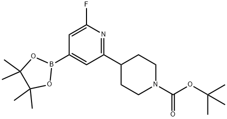 tert-butyl 4-(6-fluoro-4-(4,4,5,5-tetramethyl-1,3,2-dioxaborolan-2-yl)pyridin-2-yl)piperidine-1-carboxylate Structural