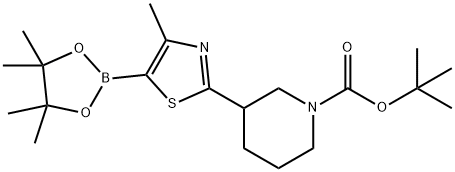 tert-butyl 3-(4-methyl-5-(4,4,5,5-tetramethyl-1,3,2-dioxaborolan-2-yl)thiazol-2-yl)piperidine-1-carboxylate Structural