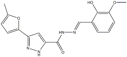 N'-(2-hydroxy-3-methoxybenzylidene)-3-(5-methyl-2-furyl)-1H-pyrazole-5-carbohydrazide Structural