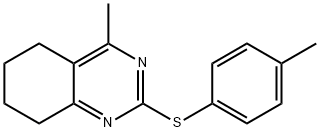 Quinazoline, 5,6,7,8-tetrahydro-4-methyl-2-[(4-methylphenyl)thio]- Structural