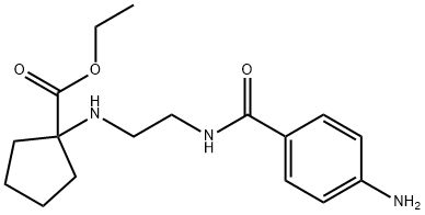 Cyclopentanecarboxylic acid, 1-[[2-[(4-aminobenzoyl)amino]ethyl]amino]-, ethyl ester Structural