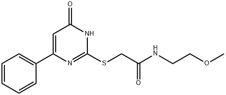 Acetamide, 2-[(1,6-dihydro-6-oxo-4-phenyl-2-pyrimidinyl)thio]-N-(2-methoxyethyl)- Structural