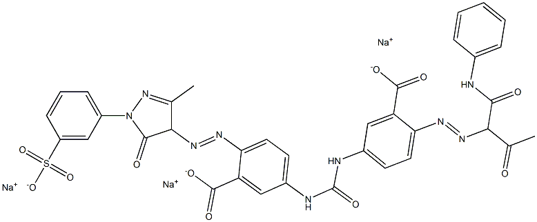 Benzoic acid, 5-[[[[3-carboxy-4-[[4,5-dihydro-3-methyl-5-oxo-1-(3-sulfophenyl)-1H-pyrazol-4-yl]azo]phenyl]amino]carbonyl]amino]-2-[[2-oxo-1-[(phenylamino)carbonyl]propyl]azo]-, trisodium salt