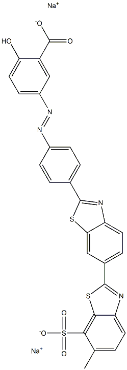 Benzoic acid, 2-hydroxy-5-[[4-(6-methyl-7-sulfo[2,6'-bibenzothiazol]-2'-yl)phenyl]azo]-, disodium salt