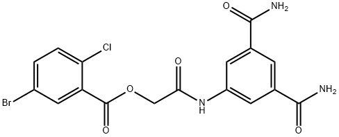 Benzoic acid, 5-bromo-2-chloro-, 2-[[3,5-bis(aminocarbonyl)phenyl]amino]-2-oxoethyl ester Structural