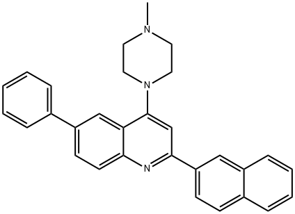 Quinoline, 4-(4-methyl-1-piperazinyl)-2-(2-naphthalenyl)-6-phenyl- Structural
