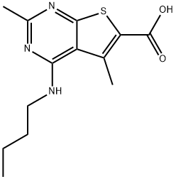 Thieno[2,3-d]pyrimidine-6-carboxylic acid, 4-(butylamino)-2,5-dimethyl- Structural