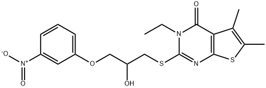 Thieno[2,3-d]pyrimidin-4(3H)-one, 3-ethyl-2-[[2-hydroxy-3-(3-nitrophenoxy)propyl]thio]-5,6-dimethyl- Structural