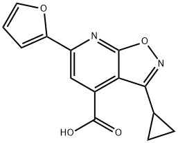 Isoxazolo[5,4-b]pyridine-4-carboxylic acid, 3-cyclopropyl-6-(2-furanyl)- Structural
