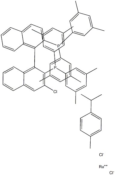 Chloro{(R)-(+)-2,2'-bis[di(3,5-xylyl)phosphino]-1,1'-binaphthyl}(p-cymene)ruthenium(II)chloride Structural