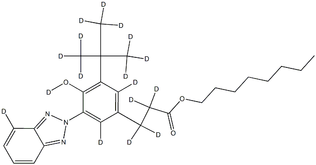 Octyl 3-[3-(2H-Benzotriazol-2-yl)-5-tert-butyl-4-hydroxyphenyl]propionate-d17 Structural
