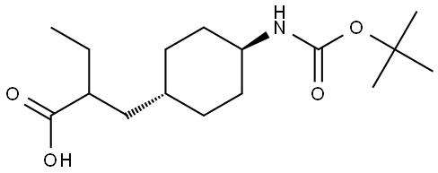 trans-2-(4-tert-Butoxycarbonylamino-cyclohexylmethyl)-butyric acid Structural