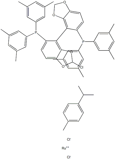 Chloro{(R)-(+)-5,5'-bis[di(3,5-xylyl)phosphino]-4,4'-bi-1,3-benzodioxole}(p-cymene)ruthenium(II)chloride Structural