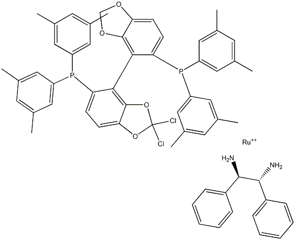 Dichloro{(R)-(+)-5,5'-bis[di(3,5-xylyl)phosphino]-4,4'-bi-1,3-benzodioxole}[(1R,2R)-(+)-1,2-diphenylethylenediamine]ruthenium(II) Structural