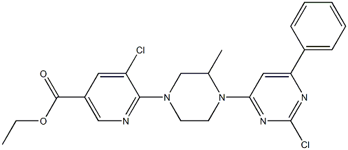 5-CHLORO-6-[4-(2-CHLORO-6-PHENYL-PYRIMIDIN-4-YL)-3-METHYL-PIPERAZIN-1-YL]-NICOTINIC ACID ETHYL ESTER Structural