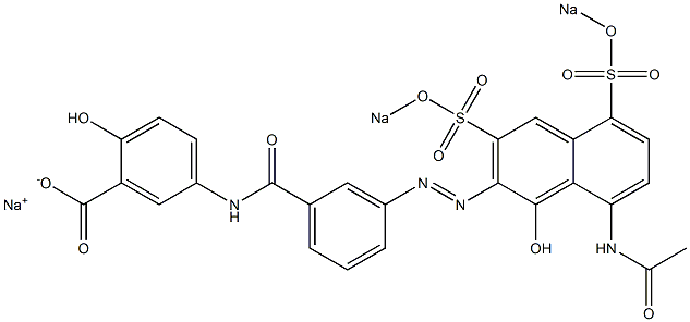 2-Hydroxy-5-[3-[[8-acetylamino-1-hydroxy-3,5-bis(sodiosulfo)-2-naphthalenyl]azo]benzoylamino]benzoic acid sodium salt