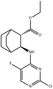 Bicyclo[2.2.2]octane-2-carboxylic acid, 3-[(2-chloro-5-fluoro-4-pyrimidinyl)amino]-, ethyl ester, (2S,3S)- Structural