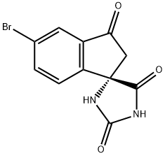 Spiro[imidazolidine-4,1'-[1H]indene]-2,3',5(2'H)-trione, 5'-bromo-, (1'S)- Structural