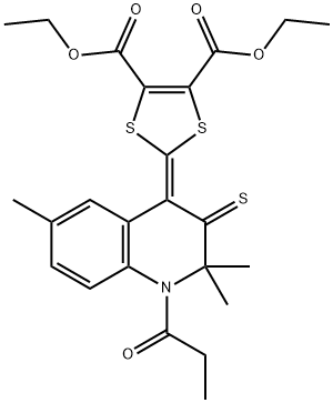 diethyl 2-(2,2,6-trimethyl-1-propanoyl-3-sulfanylidenequinolin-4-ylidene)-1,3-dithiole-4,5-dicarboxylate Structural