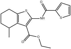 ethyl 4-methyl-2-(thiophene-2-carboxamido)-4,5,6,7-tetrahydrobenzo[b]thiophene-3-carboxylate Structural