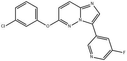 Imidazo[1,2-b]pyridazine, 6-(3-chlorophenoxy)-3-(5-fluoro-3-pyridinyl)- Structural