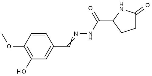 N'-[(E)-(3-hydroxy-4-methoxyphenyl)methylidene]-5-oxopyrrolidine-2-carbohydrazide (non-preferred name) Structural