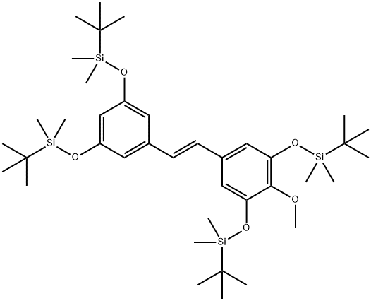 Silane, [[5-[2-[3,5-bis[[(1,1-dimethylethyl)dimethylsilyl]oxy]-4-methoxyphenyl]ethenyl]-1,3-phenylene]bis(oxy)]bis[(1,1-dimethylethyl)dimethyl-, (E)- (9CI) Structural