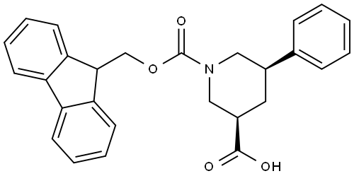 rac-(3R,5R)-1-{[(9H-fluoren-9-yl)methoxy]carbonyl}-5-phenylpiperidine-3-carboxylic acid Structural