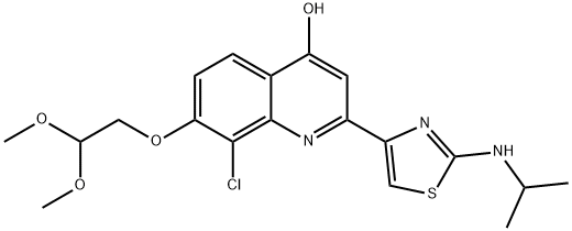 4-?Quinolinol, 8-?chloro-?7-?(2,?2-?dimethoxyethoxy)?-?2-?[2-?[(1-?methylethyl)?amino]?-?4-?thiazolyl]?- Structural