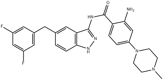 Benzamide, 2-?amino-?N-?[5-?[(3,?5-?difluorophenyl)?methyl]?-?1H-?indazol-?3-?yl]?-?4-?(4-?methyl-?1-?piperazinyl)?- Structural